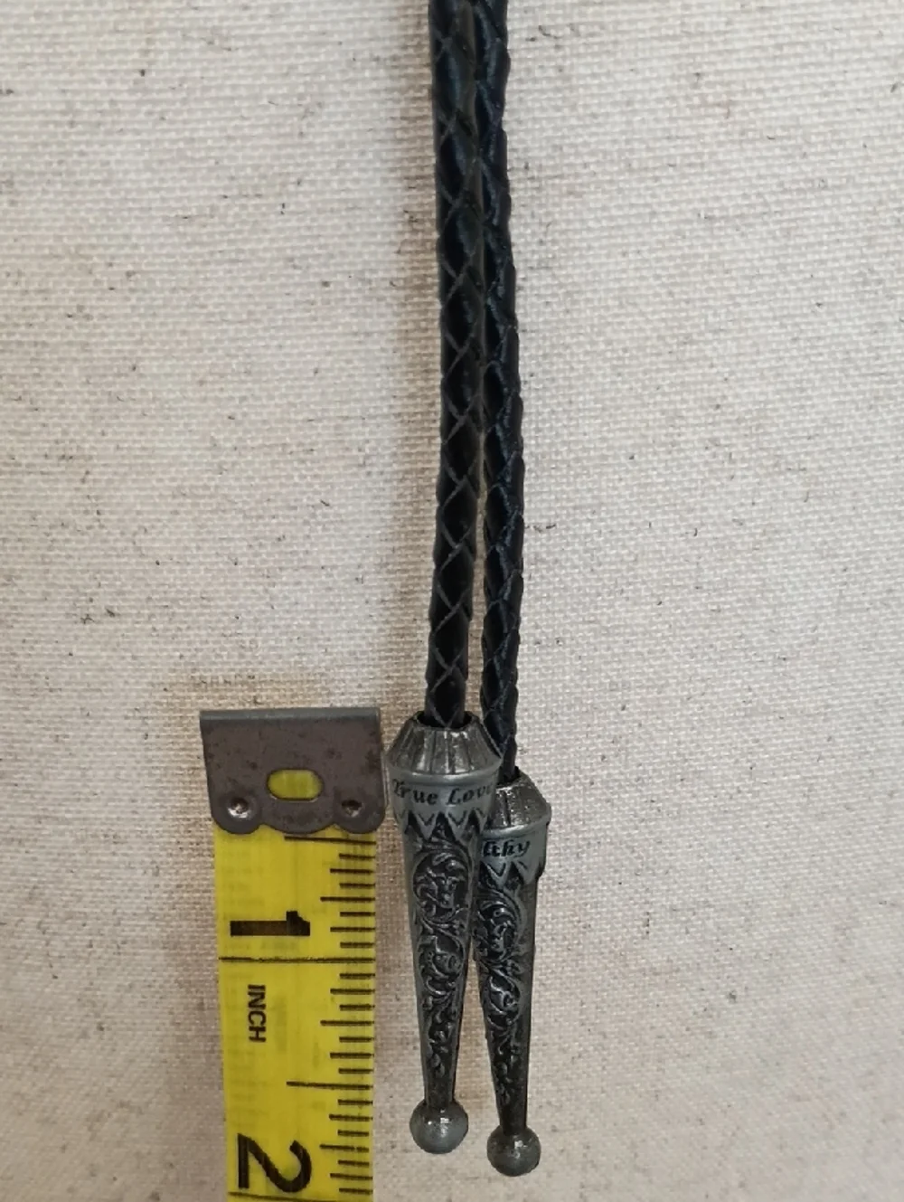 Western Bolo Tie Necklace Ornate Silver Shield Black Cord Vintage Style